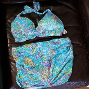 Ralph Lauren bikini skirted bottom Colorful Paisley Bikini Set